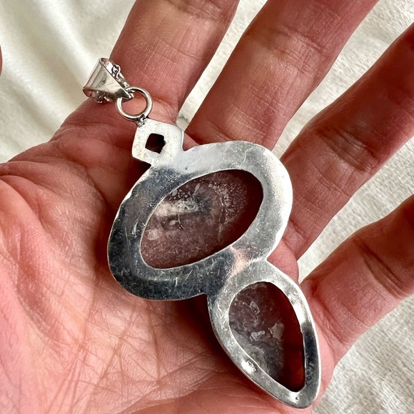 925 TRIPLE LOVE Rhodonite Pendant Necklace - Picture 8 of 9